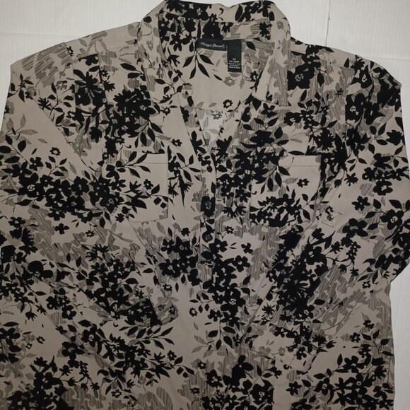 MAGGIE BARNES CONVERTIBLE SLEEVE FLORAL PRINT BUTTON DOWN SHIRT - Picture 5 of 15